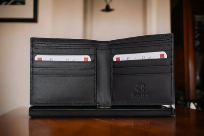 KUZE CLAN Premium Nappa Leather Wallet (Black & Cognac)