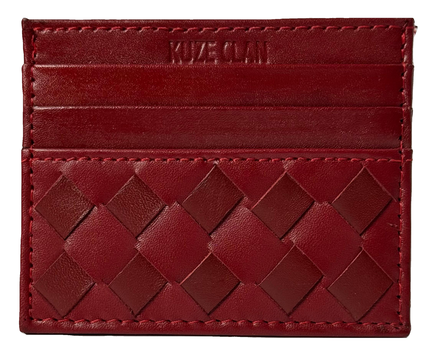 KUZE CLAN Premium Nappa Leather Card Holder Wallet (Red Wine)